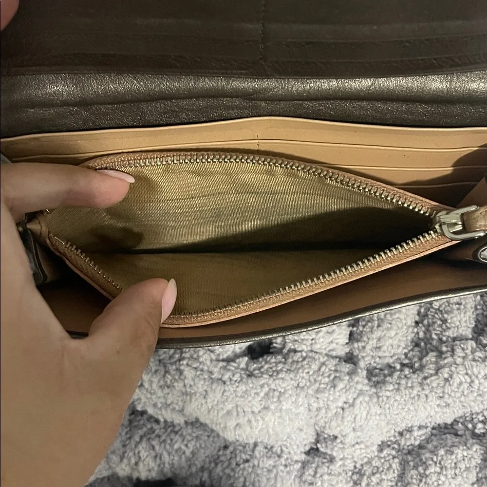 Prada Metallic Gun Metal Gray Leather Wallet